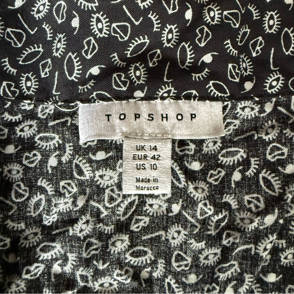 Topshop Eye And Heart Patterned Button Up Blouse - Picture 2 of 3